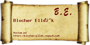 Blocher Ellák névjegykártya